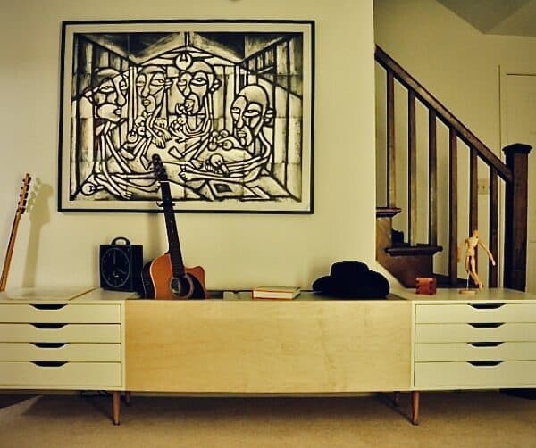 ikea alex hacks - low modernist credenza with roll top