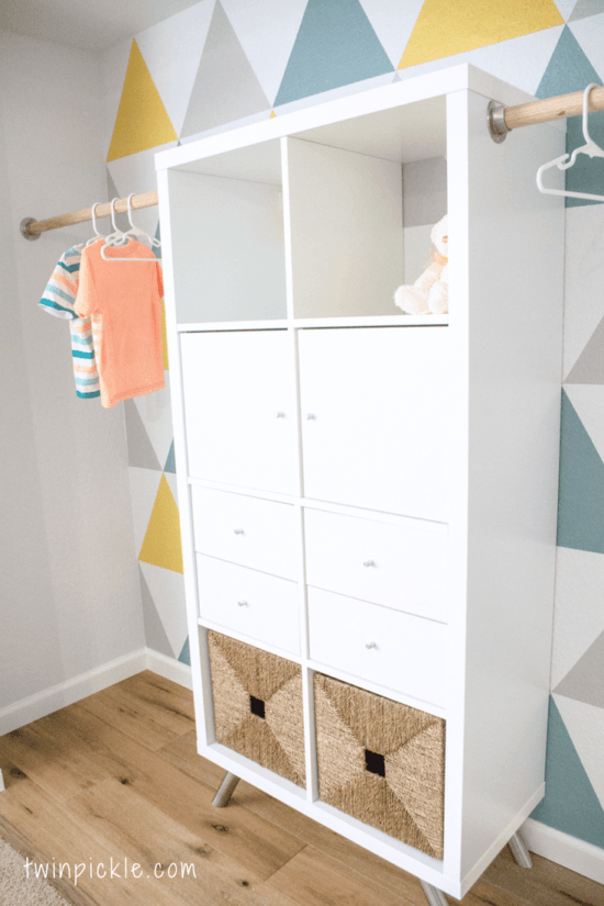 Twin boys’ custom closet — an IKEA KALLAX hack
