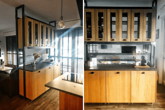 Amazing Open Kitchen with cabinets as space divider