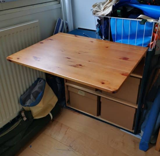 Make a drop leaf table with storage in 5 minutes