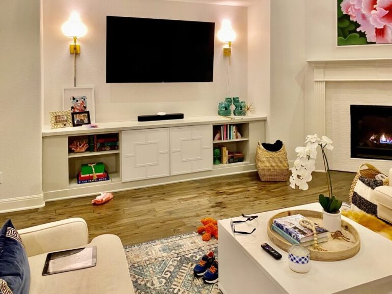 We made a Built-In Media Cabinet from stock BESTÅ units