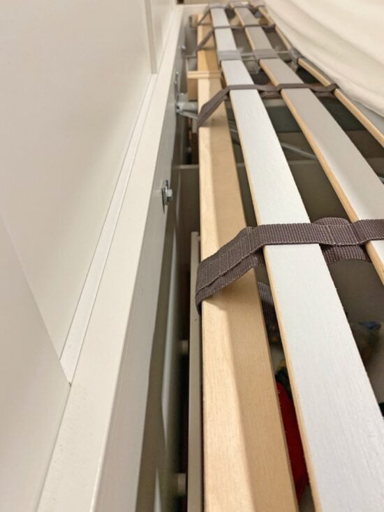 Freestanding BRIMNES Headboard Hack (no wall attachment required)