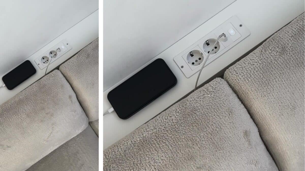 behind couch table with outlet DIY - behind the sofa picture ledge with power strip