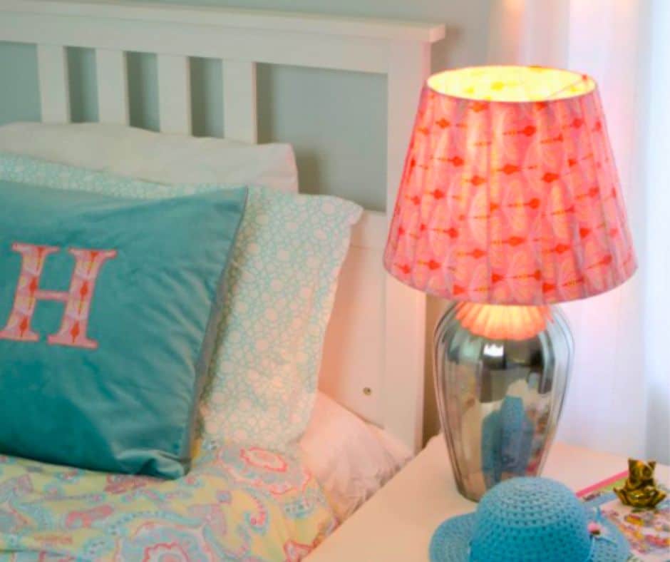 fabric lampshade and mercury glass lamp