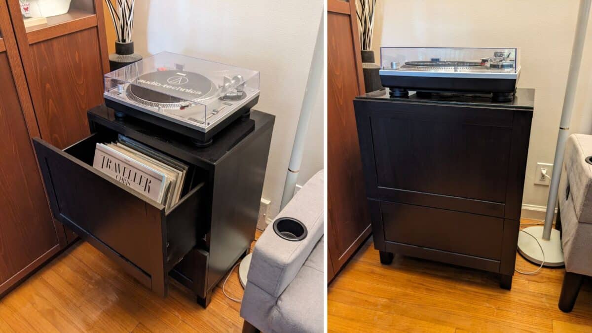lp record storage cabinet and turntable stand