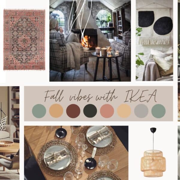 cozy home decor ideas, fall vibes with ikea moodboard