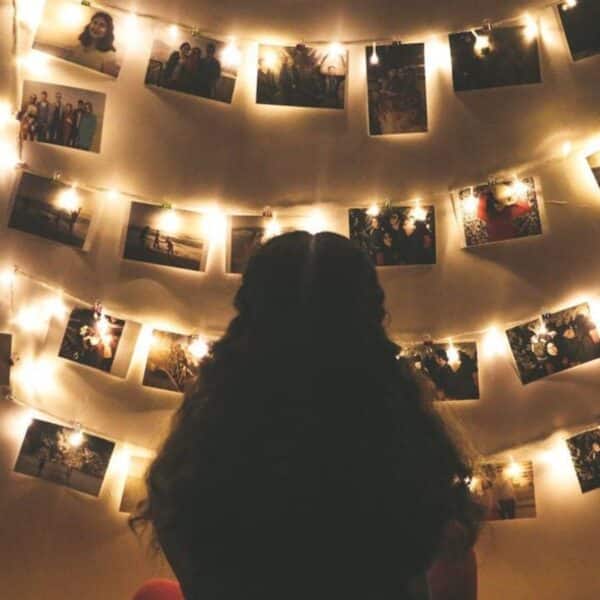 string lights with photos
