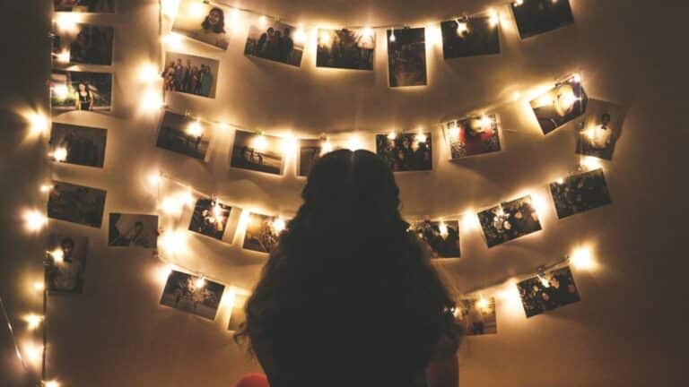 string lights with photos