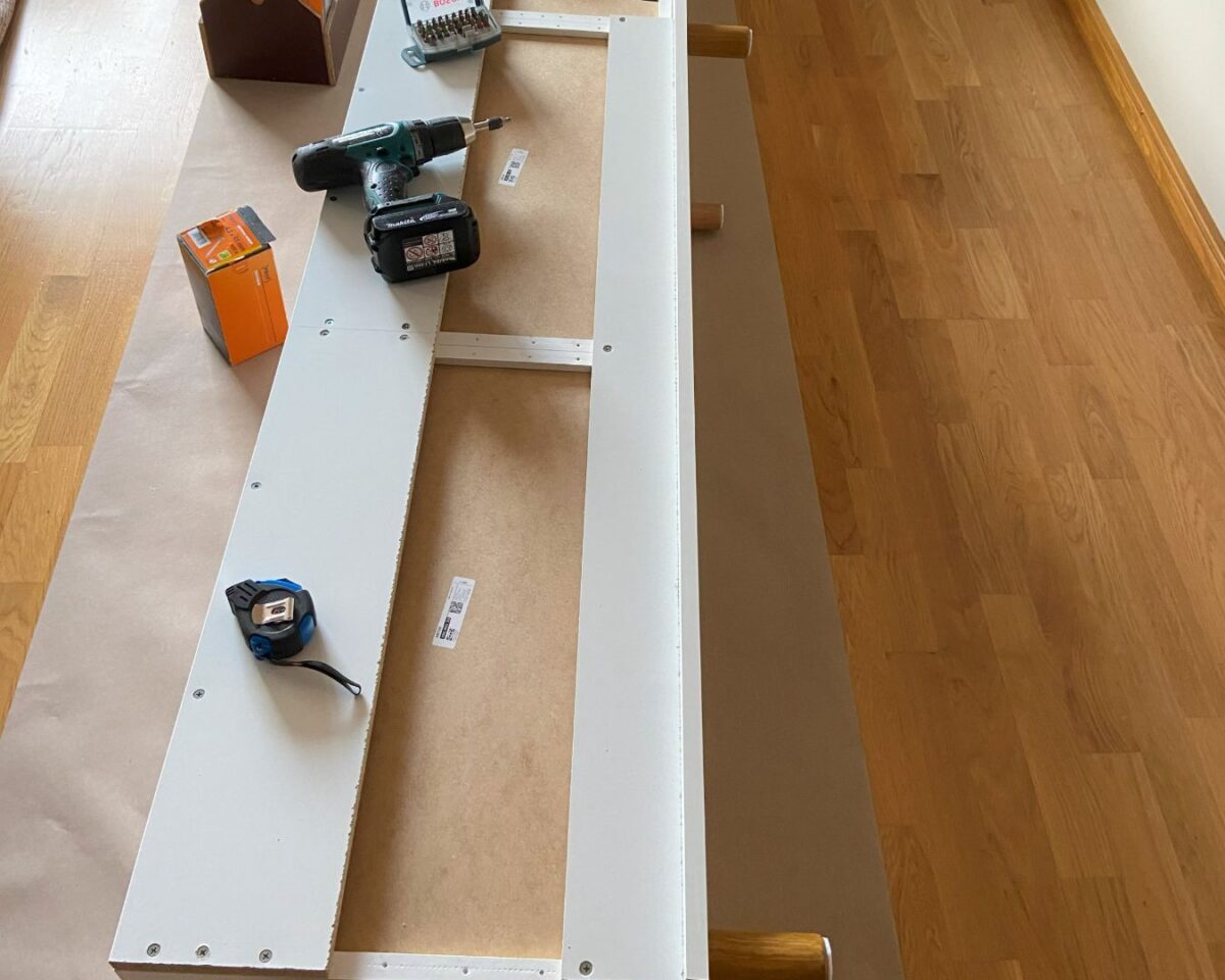 building the frame of the TV cabinet