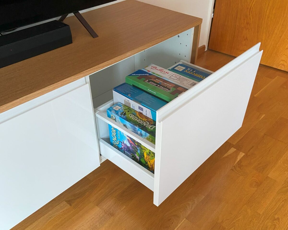 super long tv unit hack from IKEA kitchen cabinets