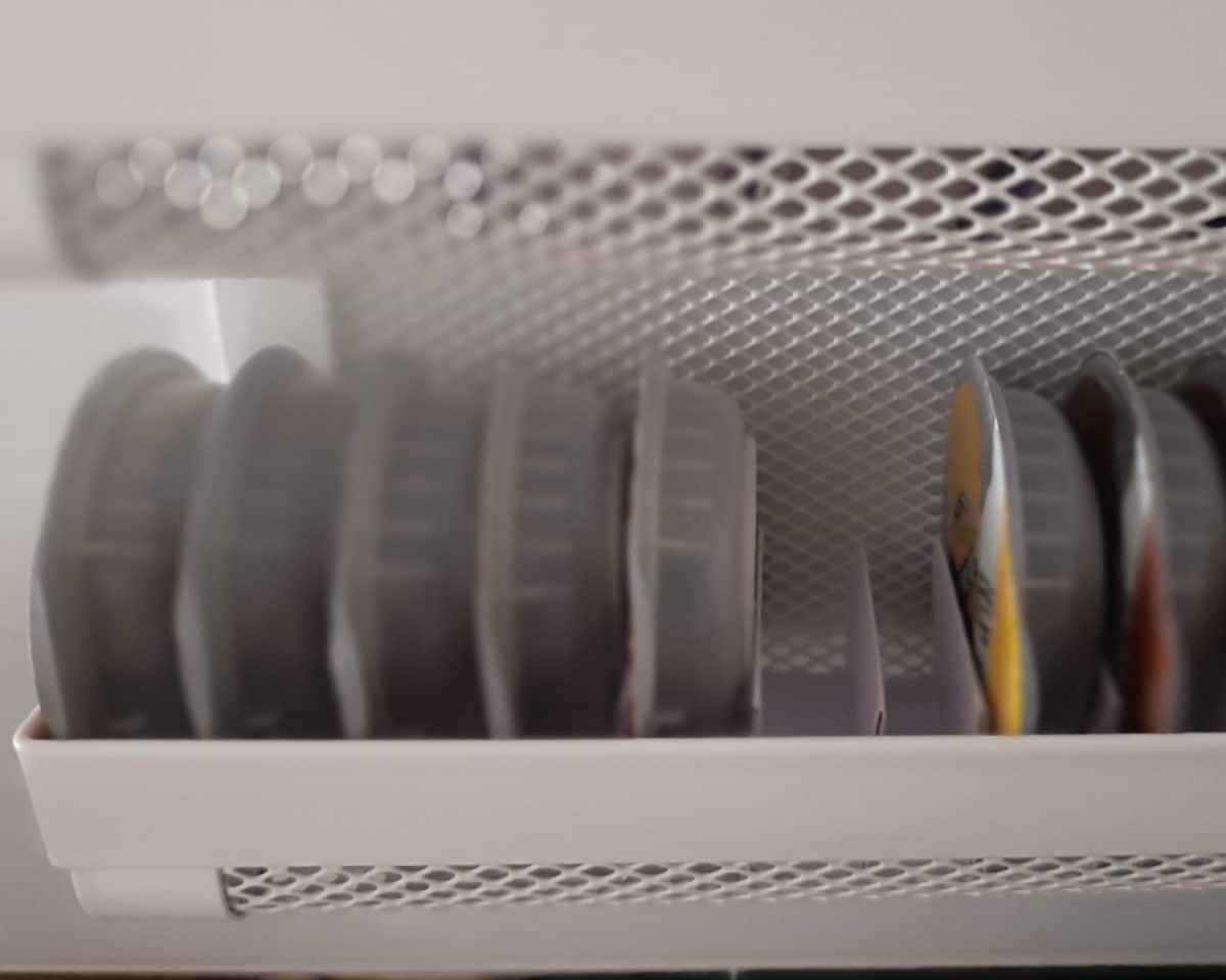 16 - IKEA Hackers Tassimo coffee pod storage organizer from IKEA cable organizer
