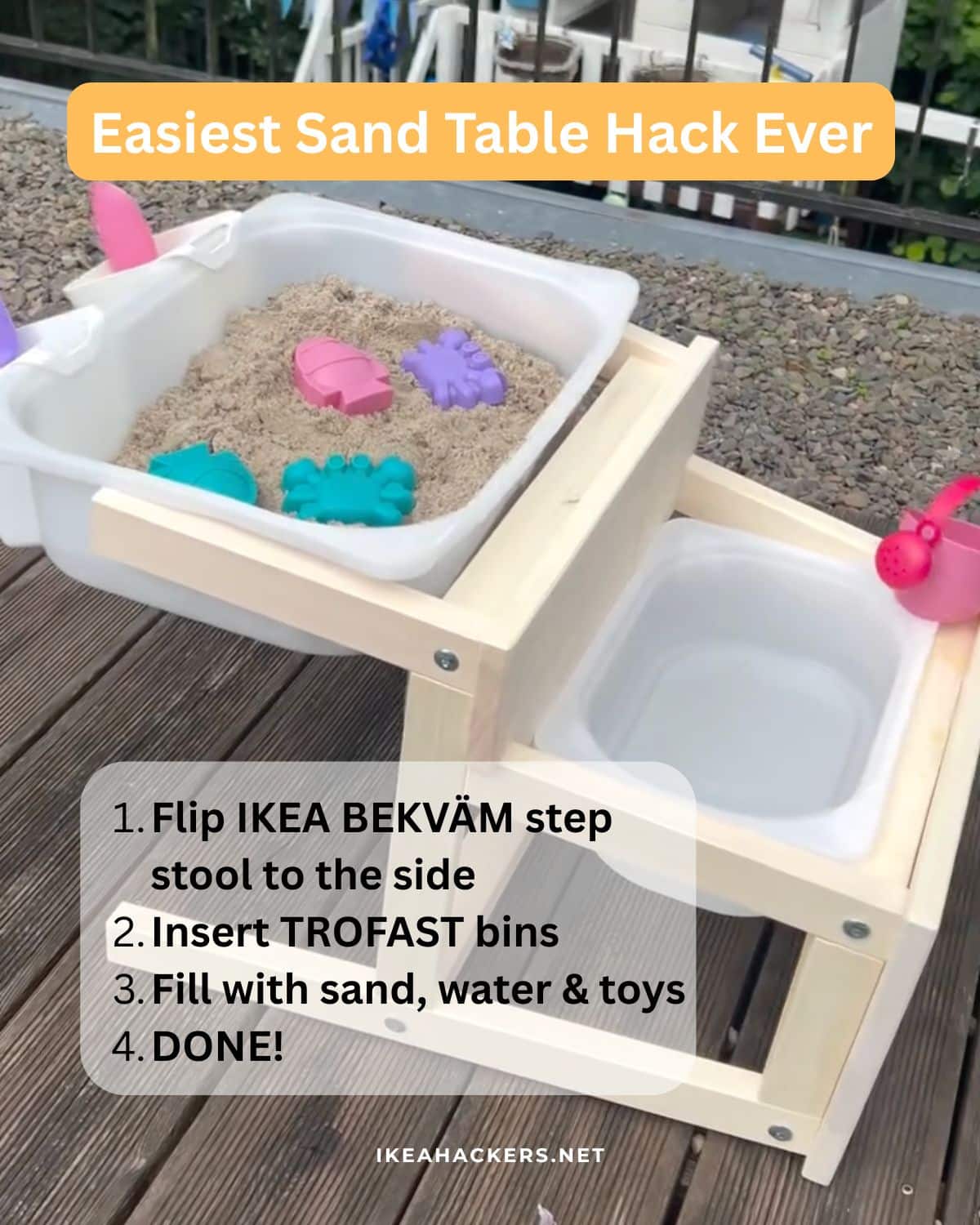 sand table DIY from ikea bekvam step stool