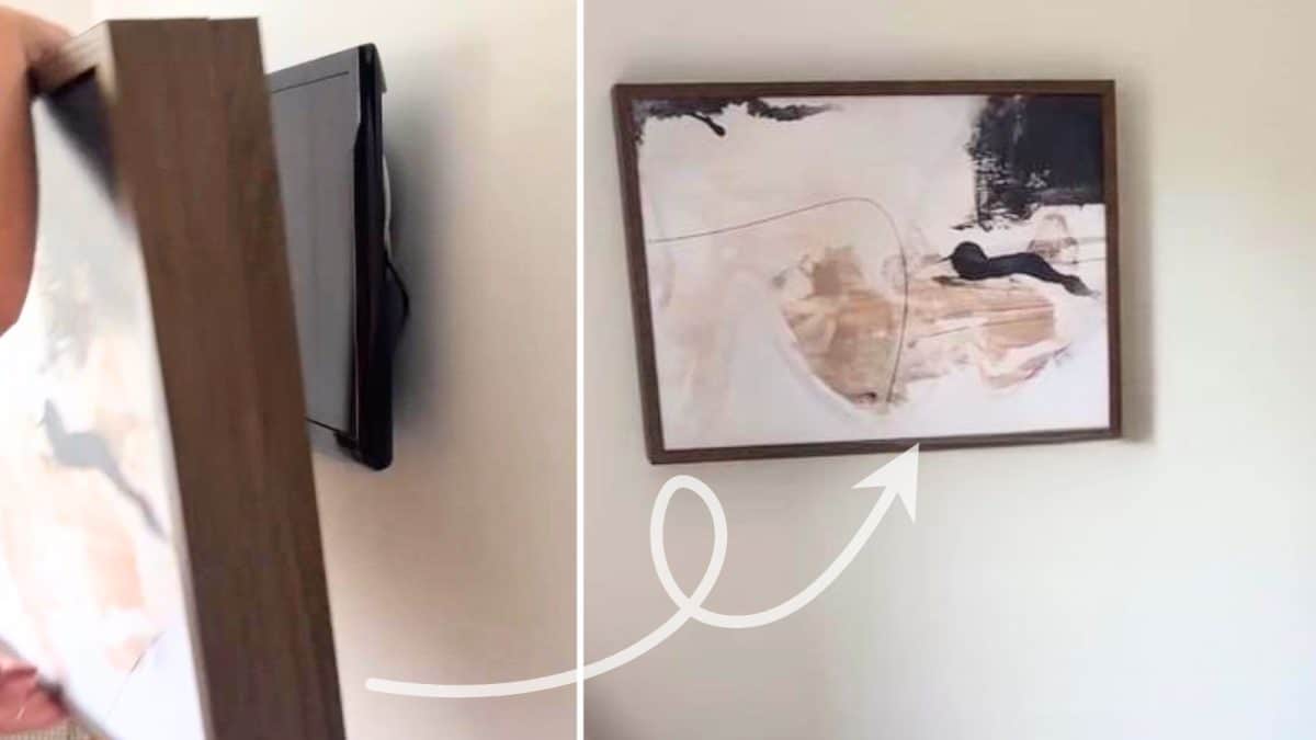 hide TV hack - IKEA Hackers Hide the TV and the back wires with this easy DIY TV cover using IKEA Picture Frames