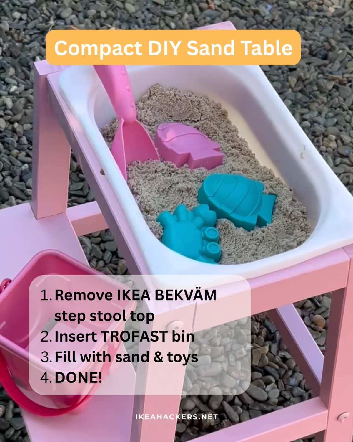 sand table DIY from ikea bekvam step stool