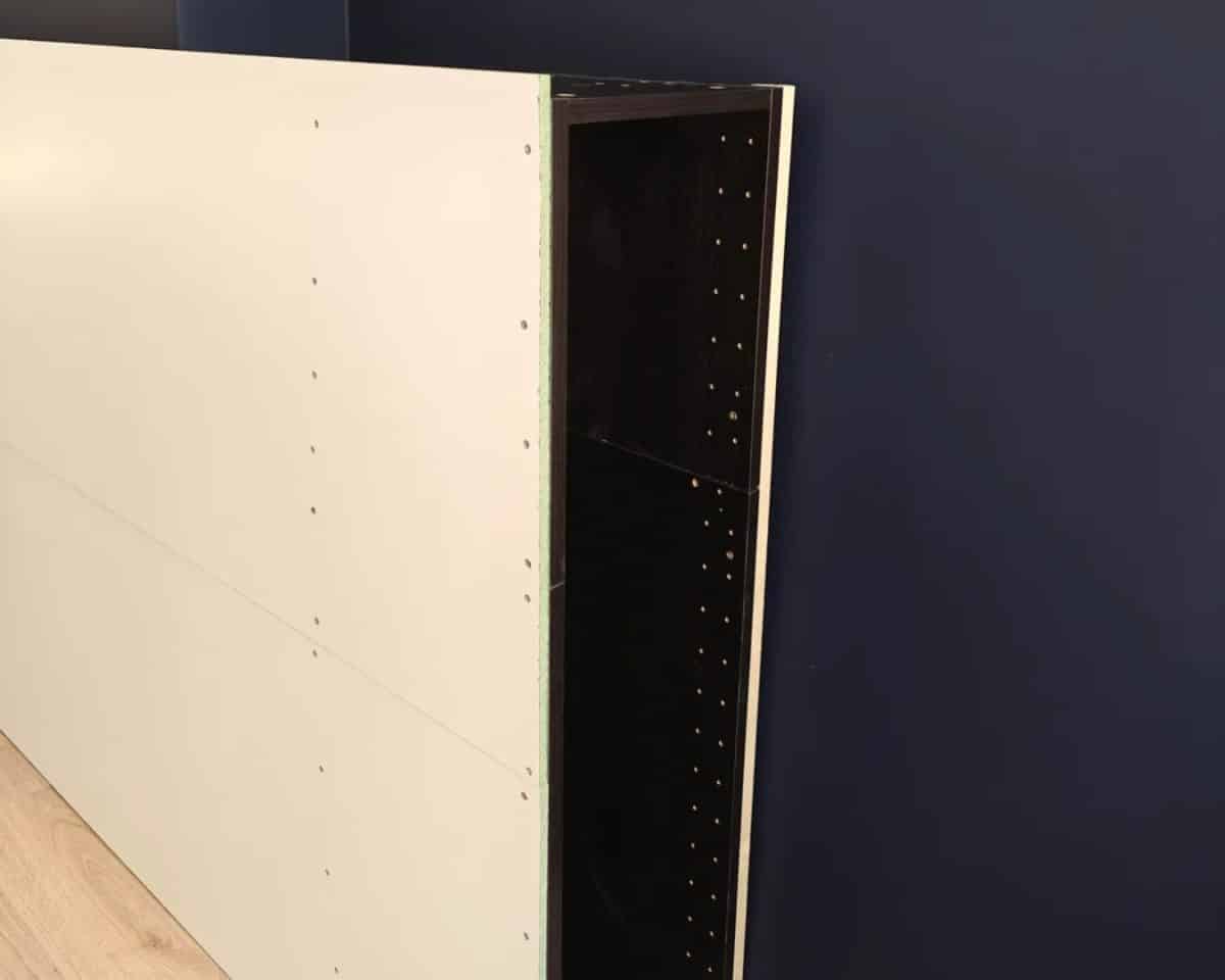 IKEA kitchen cabinets level out bump out wall