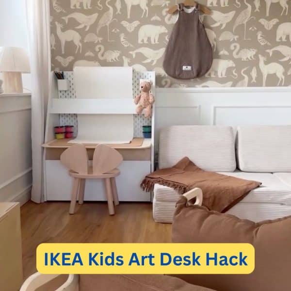 kids art desk station made from the ikea bergig book display unit
