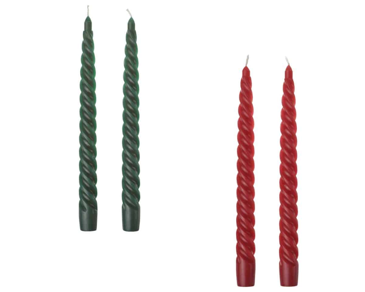17 - IKEA Hackers VINTERFINT Red and Green Taper Candles