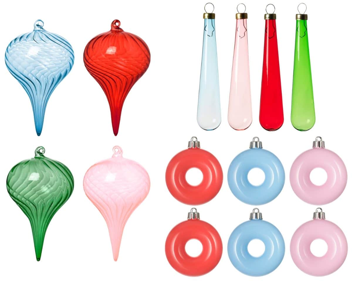 4 - IKEA Hackers VINTERFINT Mixed Colors Baubles, Teardrop Ornaments, Tree Ornaments