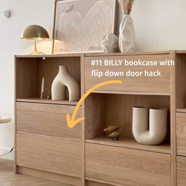 easy IKEA Hacks - billy bookcase with flip down down