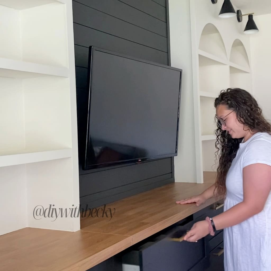 BILLY arched bookcase hack with TV console