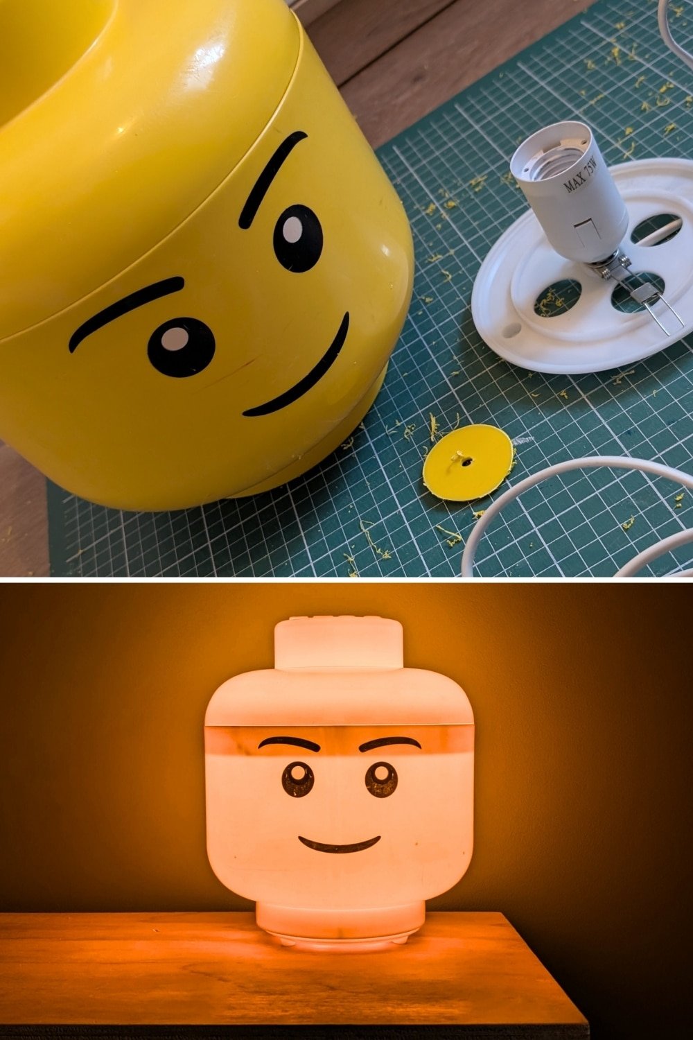 IKEA FADO lamp hack into LEGO Head Lamp Nightlight - IKEA Hackers IKEA FADO lamp hack into LEGO Head Lamp Nightlight