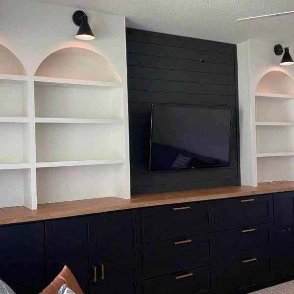 ikea billy bookcase arched shelving hack