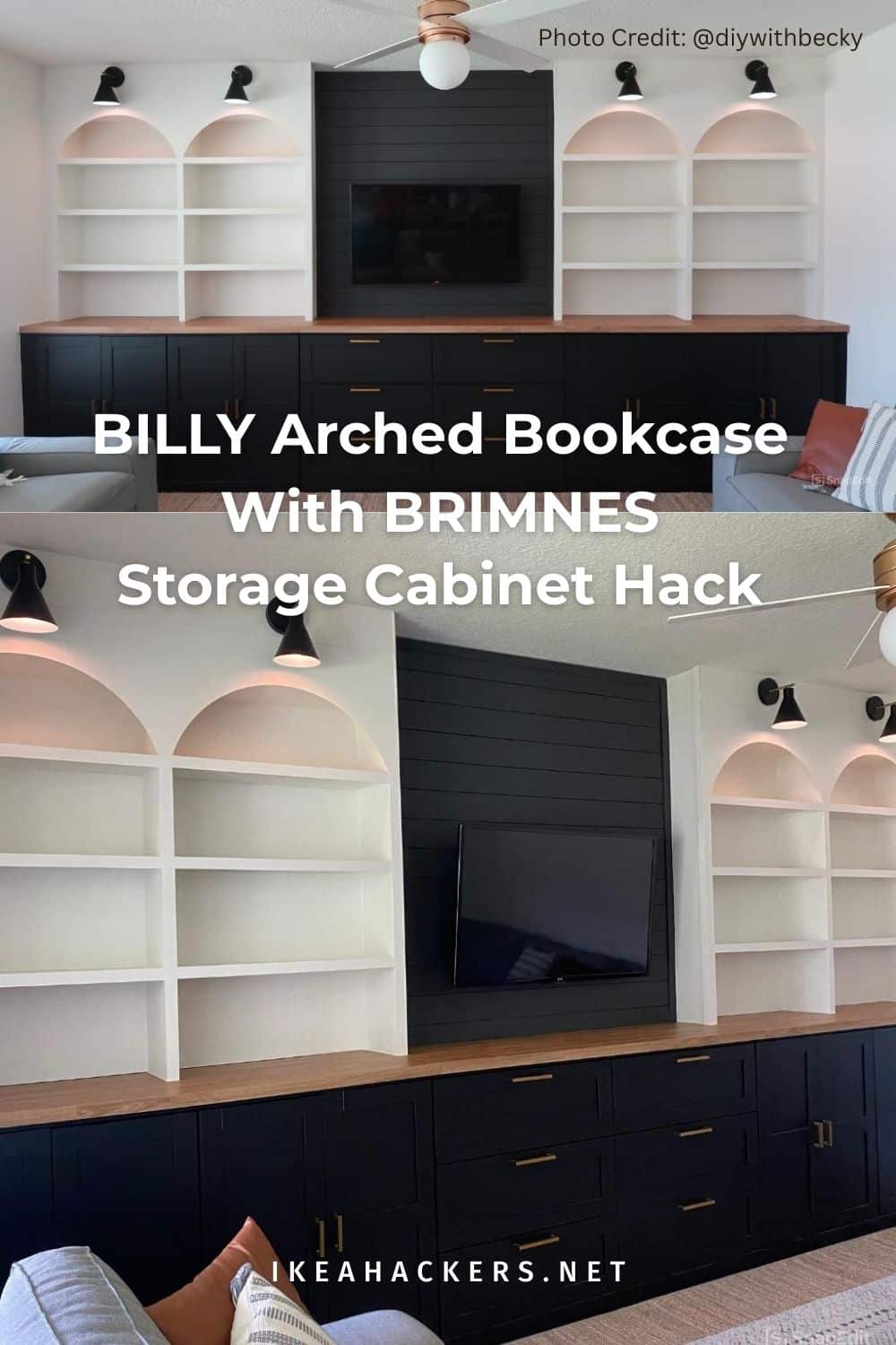 ikea billy bookcase arched shelving storage hack