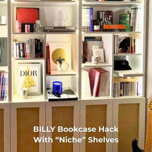 ikea billy bookcase hack with shelf niches