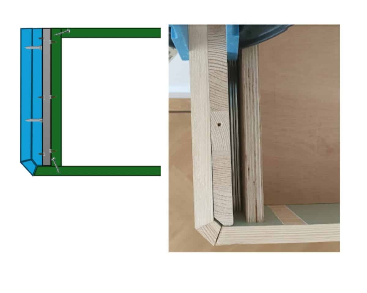 extend the drawer front slightly so it would cover up the seam between the existing cabinet and added side pieces