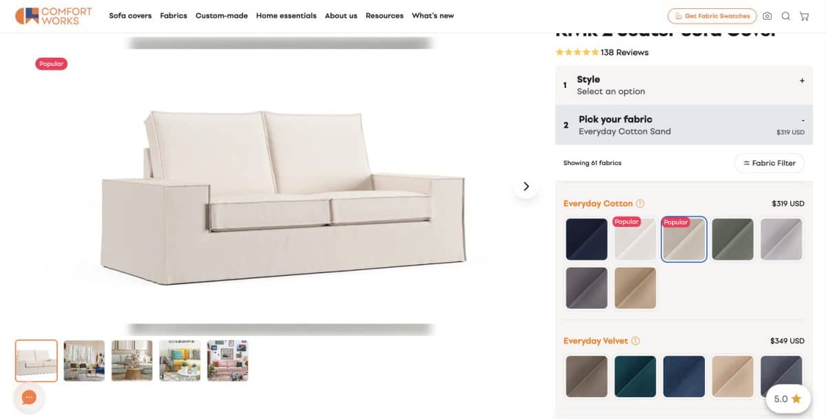 IKEA KIVIK with ComfortWorks slipcover