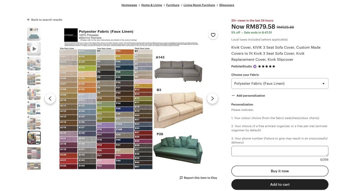 IKEA KIVIK with PetbitatStudio slipcover