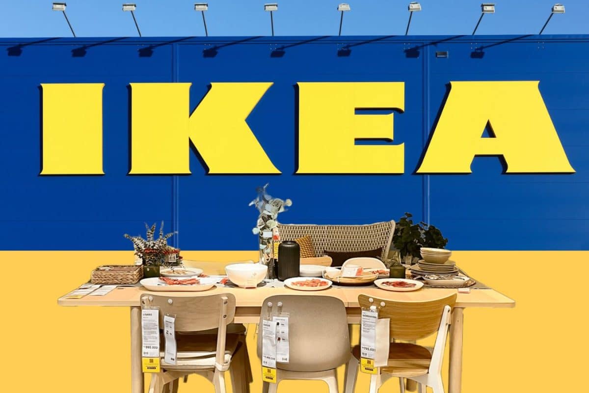 ikea logo with dining table setup
