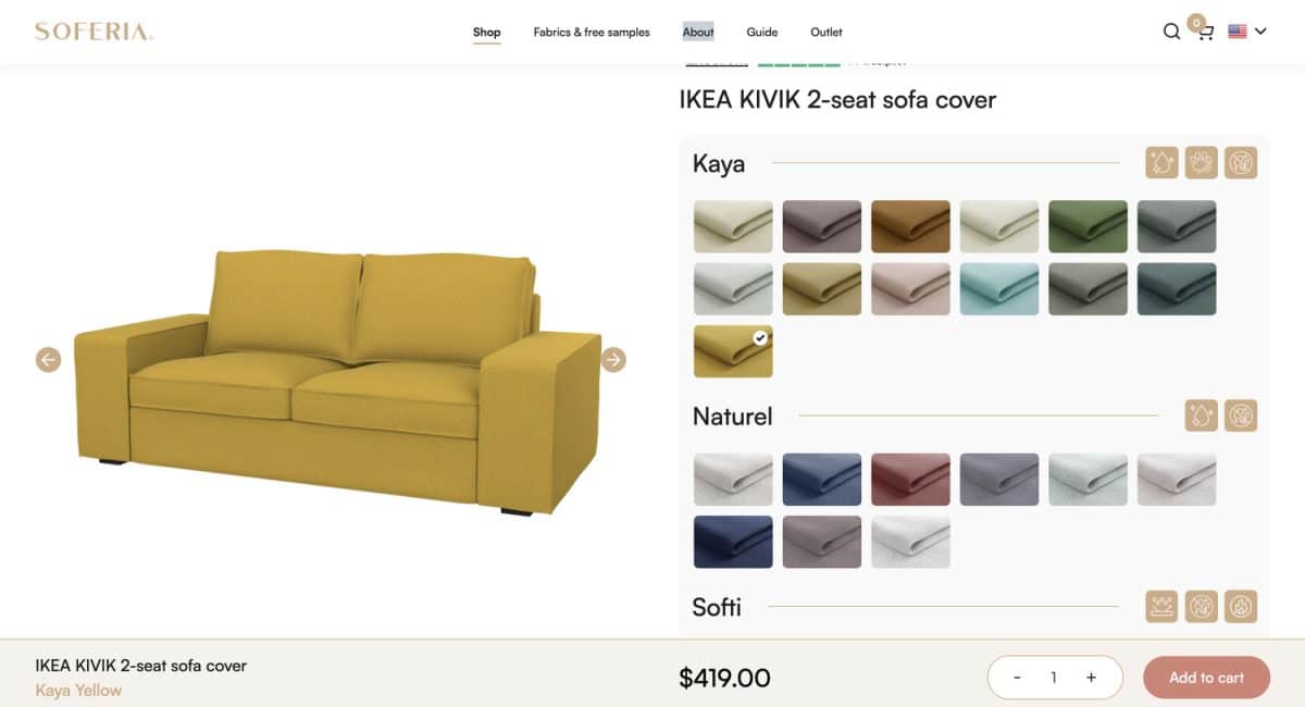 IKEA KIVIK with Soferia slipcover