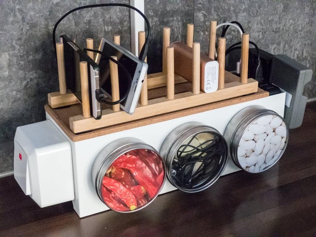 charging station using IKEA OSTBIT rack 
