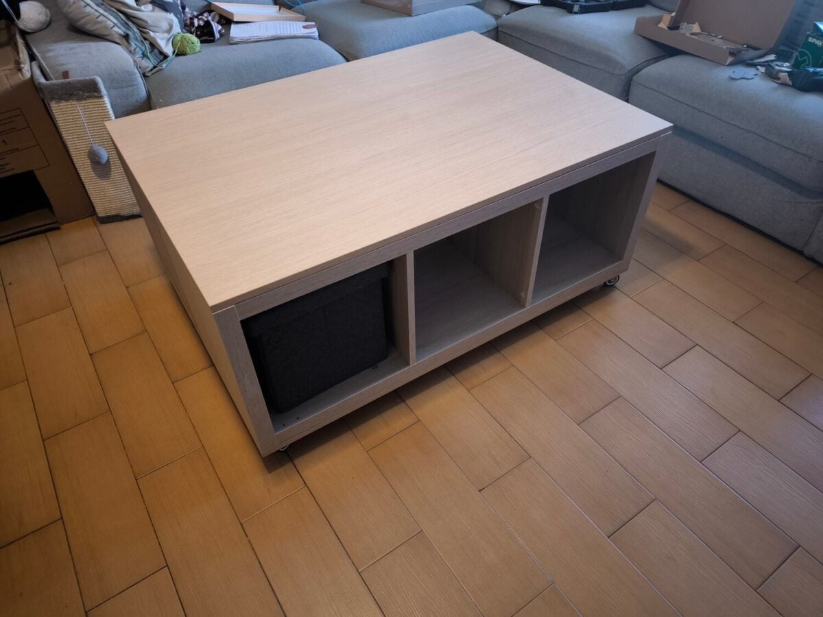 kallax large coffee table hack with top panel installed