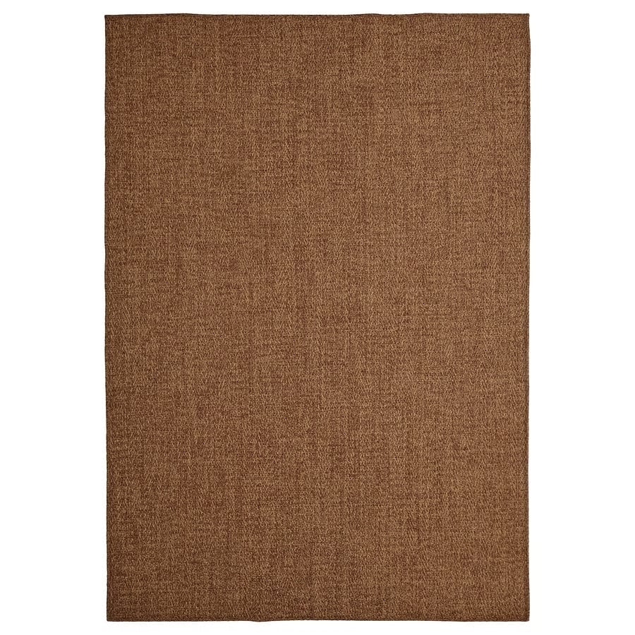 Brown rectangular rug with a subtle woven texture.