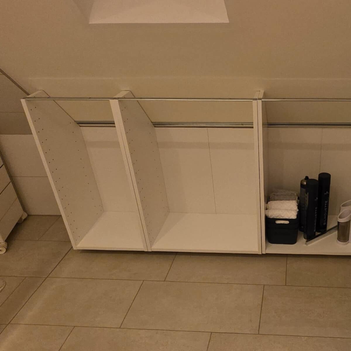 IKEA Kitchen cabinets cut to fit sloped ceilings
